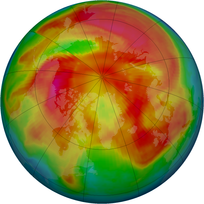 Arctic ozone map for 08 March 1999